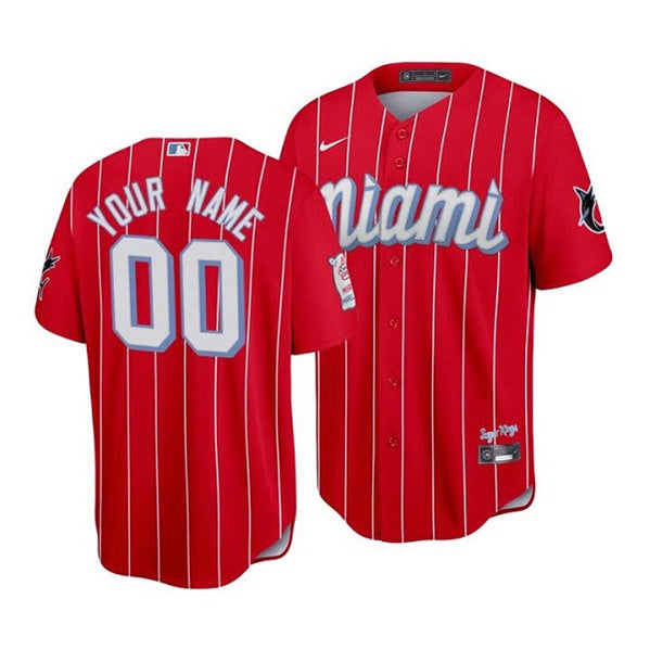 Custom Miami Marlins red City Connect jersey