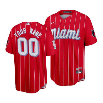 Custom Miami Marlins red City Connect jersey