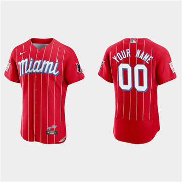 Custom Miami Marlins red City Connect jersey
