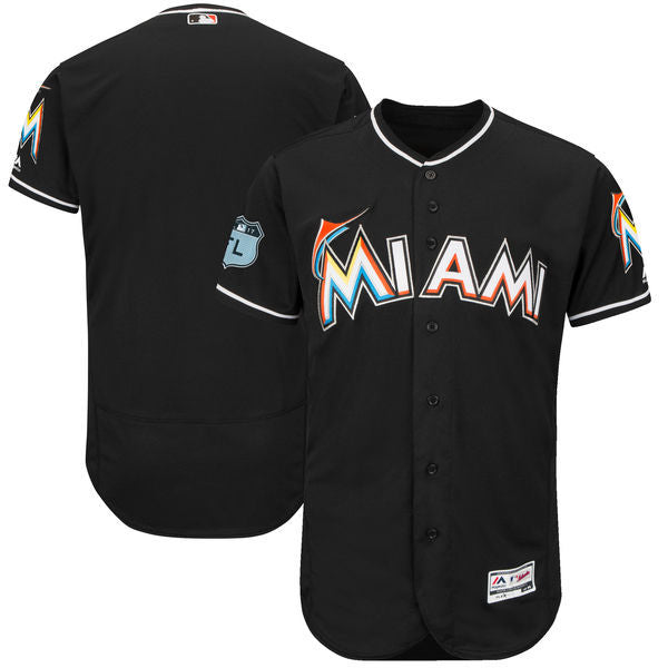 Majestic Miami Marlins black Authentic jersey