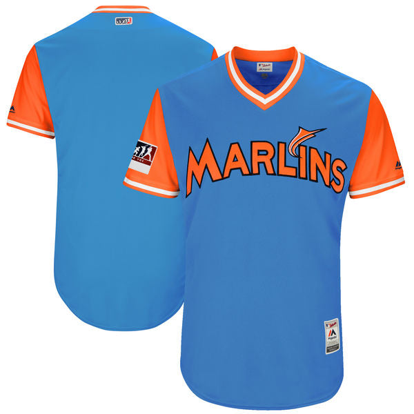 Majestic Miami Marlins blue-orange jersey