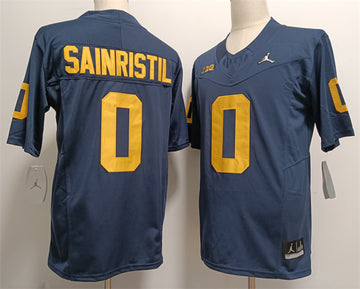 Mike Sainristil Michigan Wolverines navy FUSE jersey