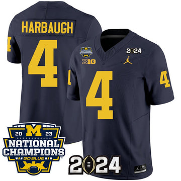 Jim Harbaugh Michigan Wolverines navy FUSE jersey