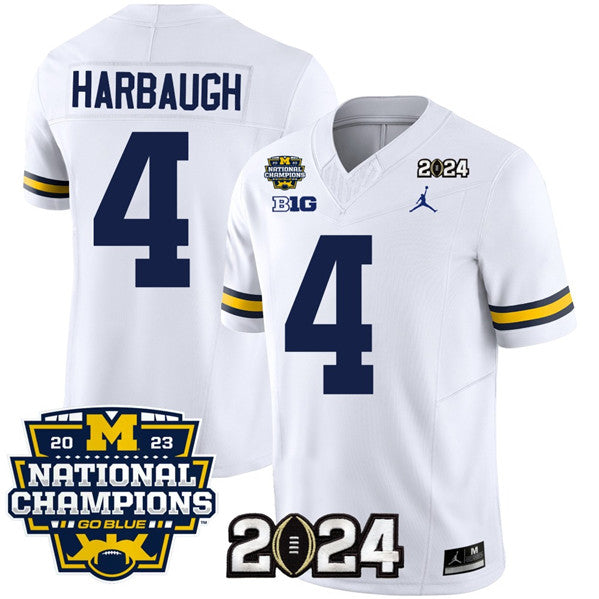 Jim Harbaugh Michigan Wolverines white FUSE jersey