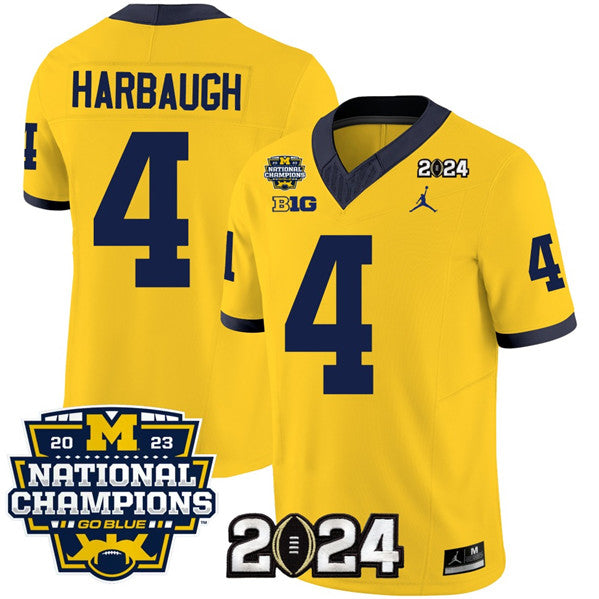 Jim Harbaugh Michigan Wolverines yellow FUSE jersey