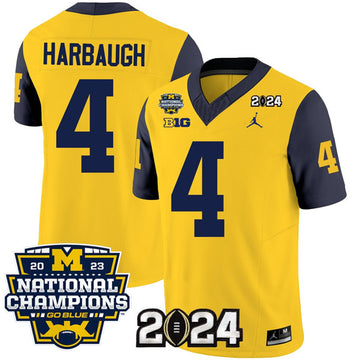 Jim Harbaugh Michigan Wolverines yellow-navy FUSE jersey