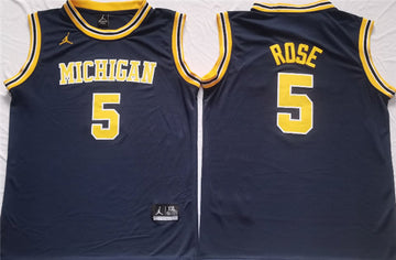 Jalen Rose Michigan Wolverines navy jersey
