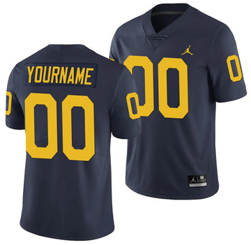 Custom Michigan Wolverines navy jersey