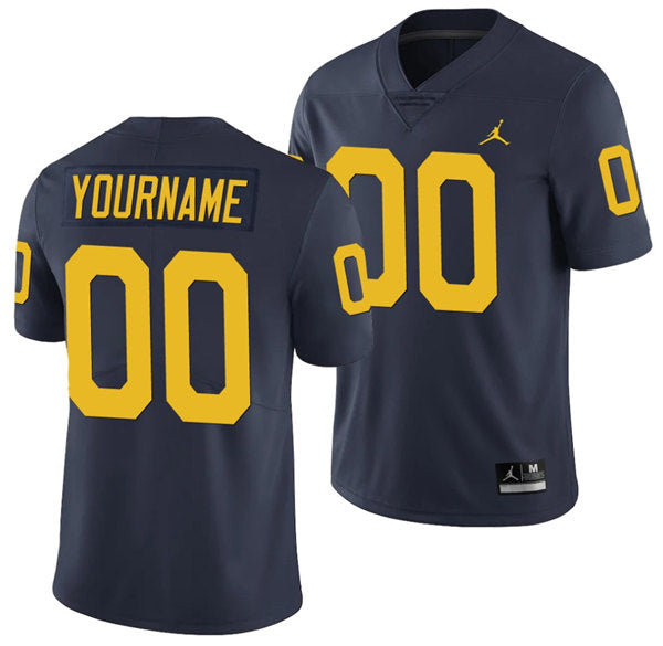 Custom Michigan Wolverines navy jersey