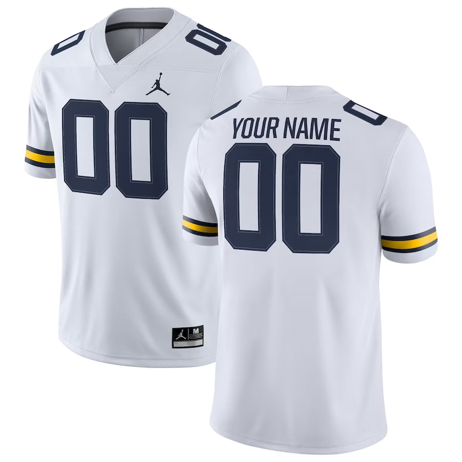 Custom Michigan Wolverines white jersey