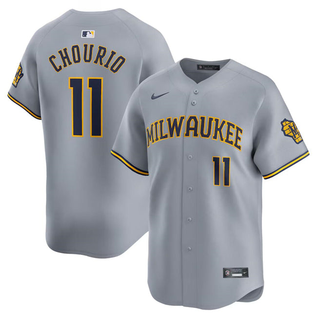 Jackson Chourio Milwaukee Brewers gray Away jersey