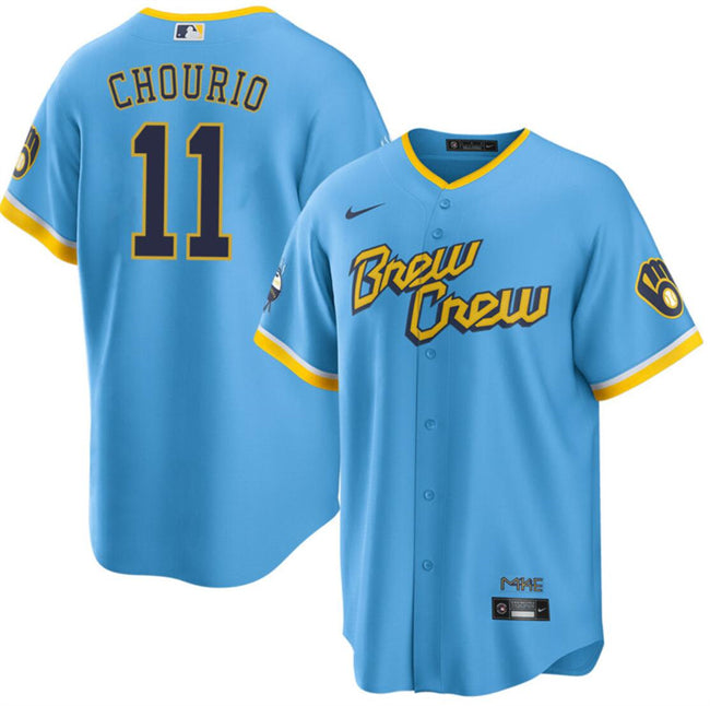 Jackson Chourio Milwaukee Brewers blue City Connect jersey