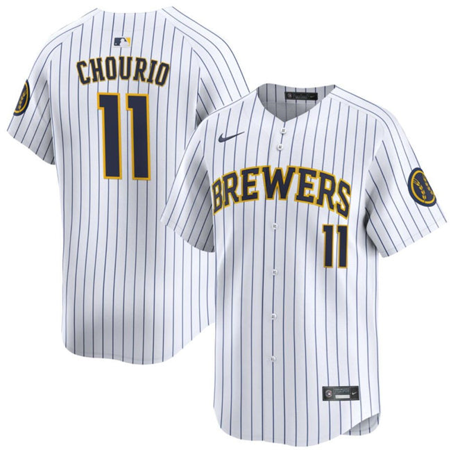 Jackson Chourio Milwaukee Brewers white Alternate jersey