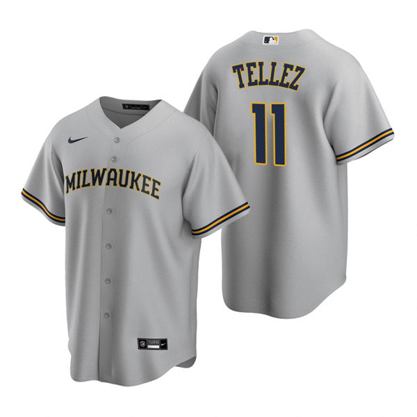 Rowdy Tellez Milwaukee Brewers gray jersey