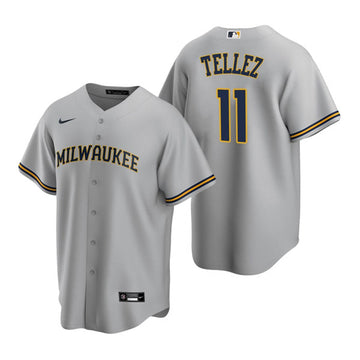 Rowdy Tellez Milwaukee Brewers gray jersey