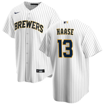 Eric Haase Milwaukee Brewers white jersey