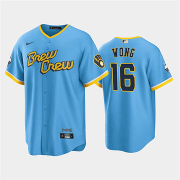 Kolten Wong Milwaukee Brewers blue City Connect jersey