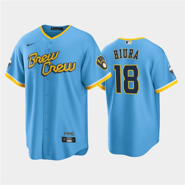 Keston Hiura Milwaukee Brewers blue City Connect jersey