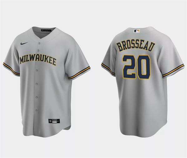 Mike Brosseau Milwaukee Brewers gray jersey