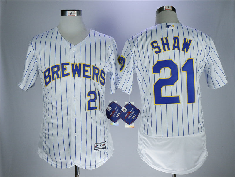 Travis Shaw Milwaukee Brewers white jersey