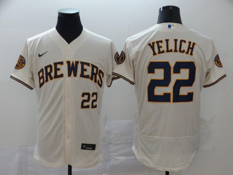Christian Yelich Milwaukee Brewers white jersey