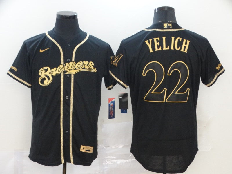 Christian Yelich Blank Milwaukee Brewers black jersey
