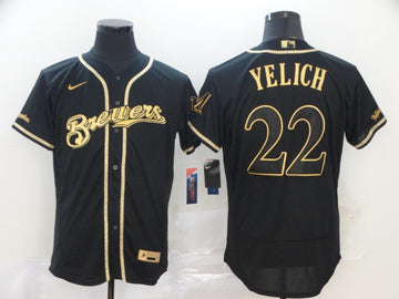 Christian Yelich Blank Milwaukee Brewers black jersey