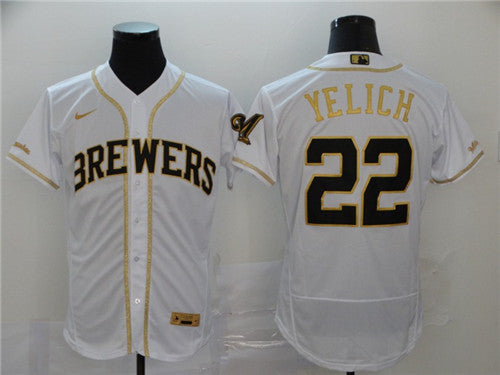 Christian Yelich Blank Milwaukee Brewers white jersey