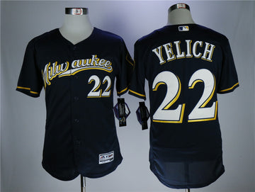 Christian Yelich Milwaukee Brewers navy jersey