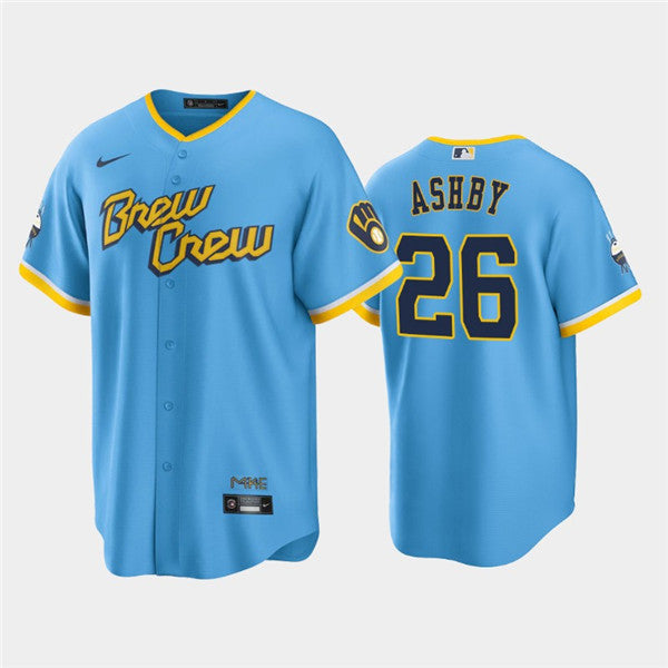 Aaron Ashby Milwaukee Brewers blue City Connect jersey
