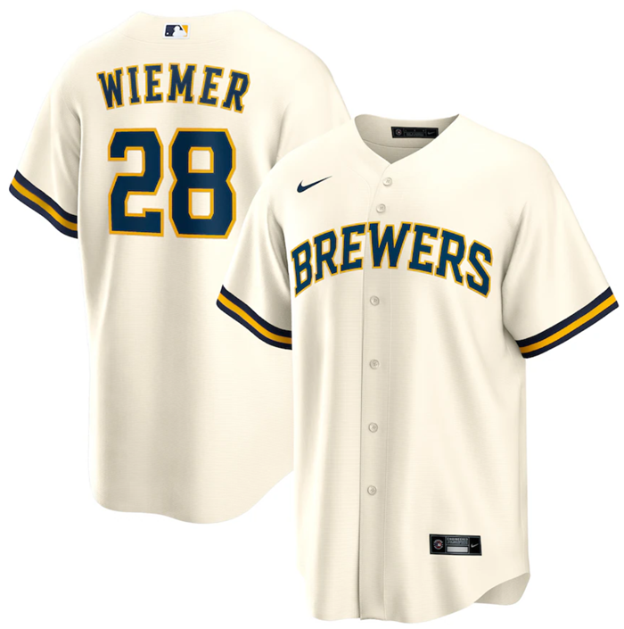 Joey Wiemer Milwaukee Brewers cream jersey