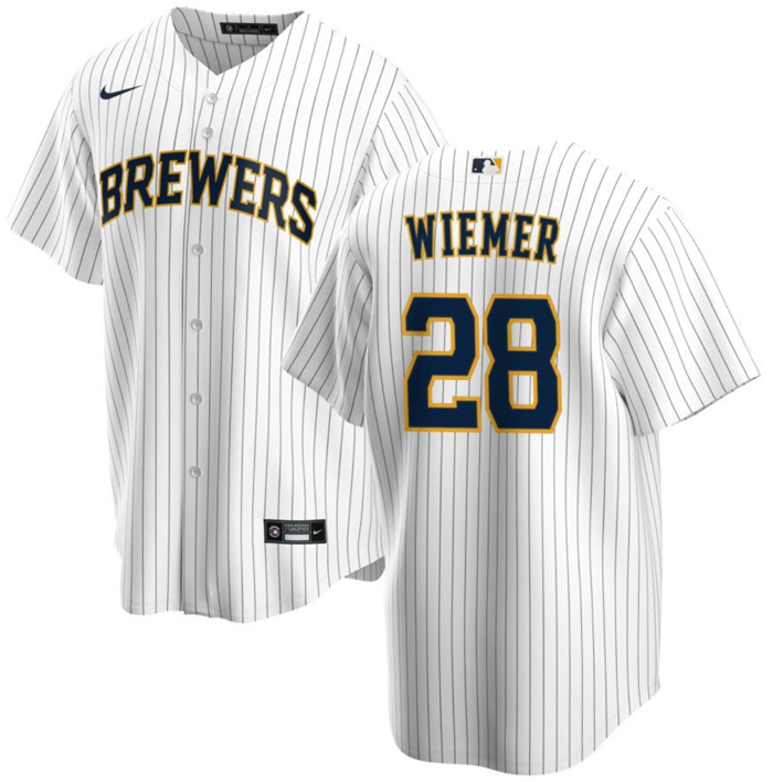 Joey Wiemer Milwaukee Brewers white jersey
