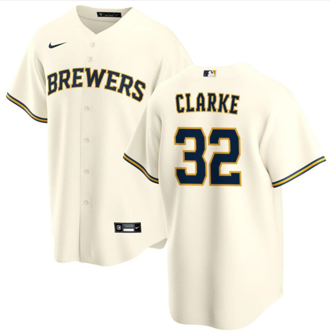 Taylor Clarke Milwaukee Brewers cream jersey