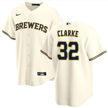 Taylor Clarke Milwaukee Brewers cream jersey
