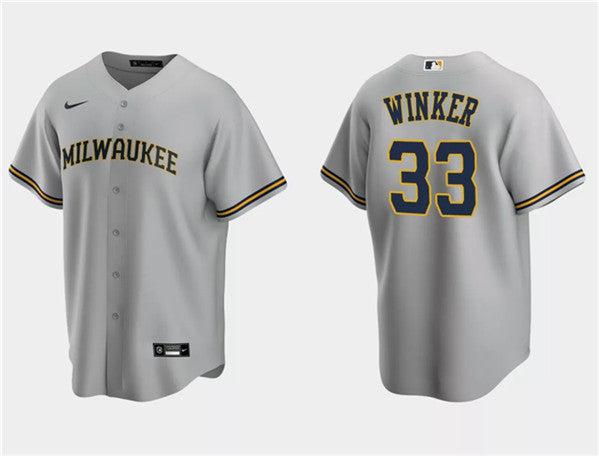 Jesse Winker Milwaukee Brewers gray jersey