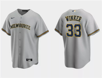 Jesse Winker Milwaukee Brewers gray jersey