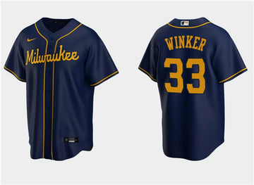 Jesse Winker Milwaukee Brewers navy jersey