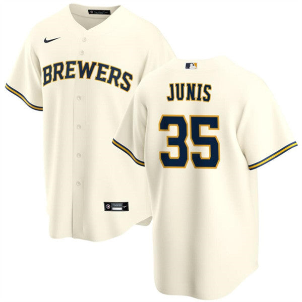 Jakob Junis Milwaukee Brewers cream jersey