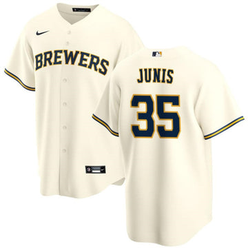 Jakob Junis Milwaukee Brewers cream jersey