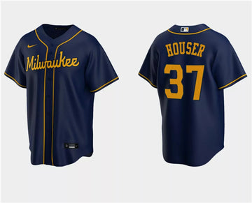 Adrian Houser Milwaukee Brewers navy jersey