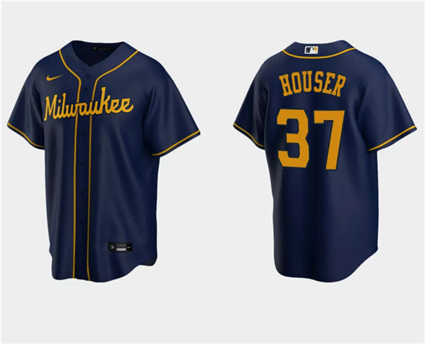 Adrian Houser Milwaukee Brewers navy jersey