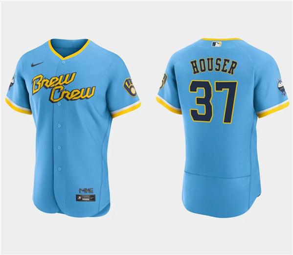 Adrian Houser Milwaukee Brewers blue City Connect jersey