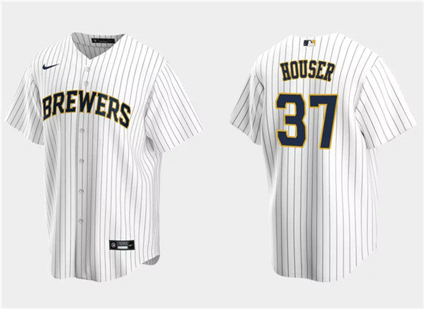 Adrian Houser Milwaukee Brewers white jersey