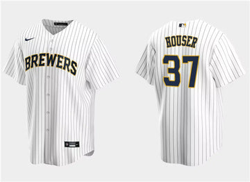 Adrian Houser Milwaukee Brewers white jersey