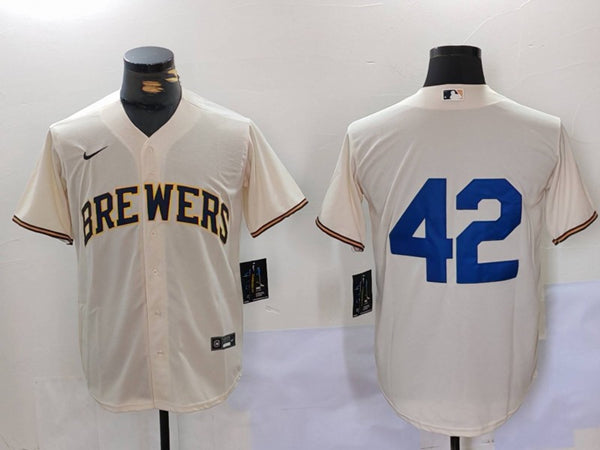 Jackie Robinson Milwaukee Brewers cream jersey