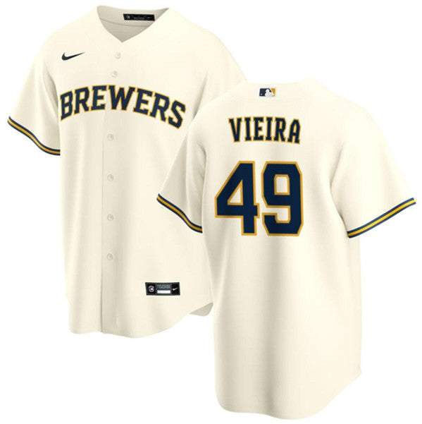 Thyago Vieira Milwaukee Brewers cream jersey