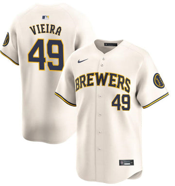 Thyago Vieira Milwaukee Brewers cream Home jersey
