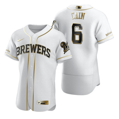 Lorenzo Cain Blank Milwaukee Brewers white jersey