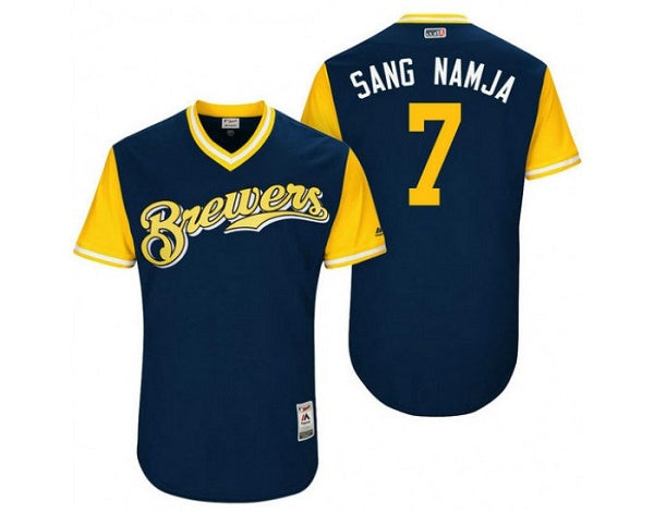 Sang Namja Milwaukee Brewers navy jersey