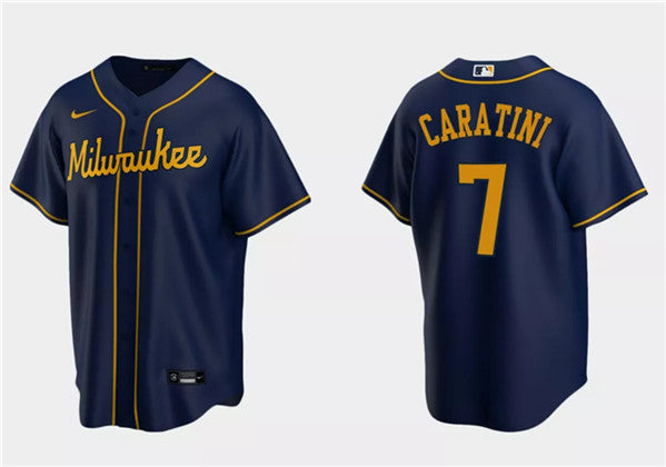 Victor Caratini Milwaukee Brewers navy jersey